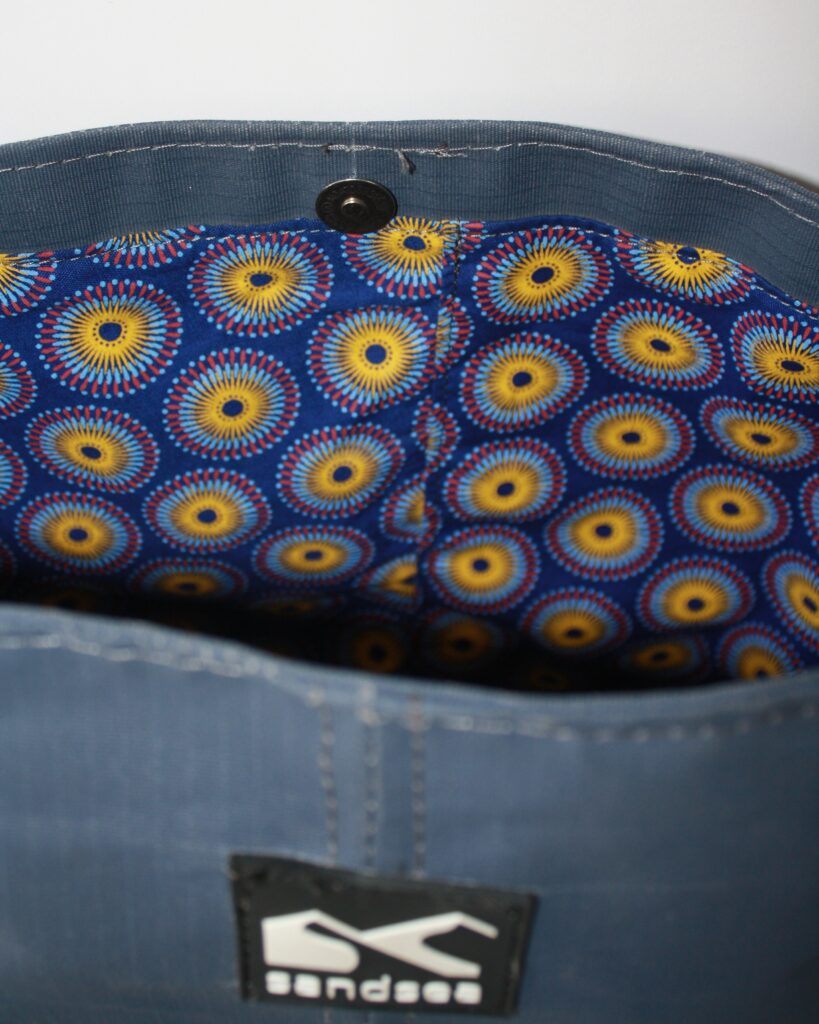 Interior of Blue Kokule Handbag – Spacious Design with Traditional Namibian Patterns